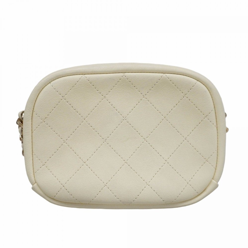 Chanel Shoulder Bag Matelasse Chain Goatskin White Champagne Ladies - Picture 11 of 11